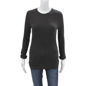 Agolde Womens Basic Crew Neck Long Sleeve T-Shirt Gray Polyester Size M